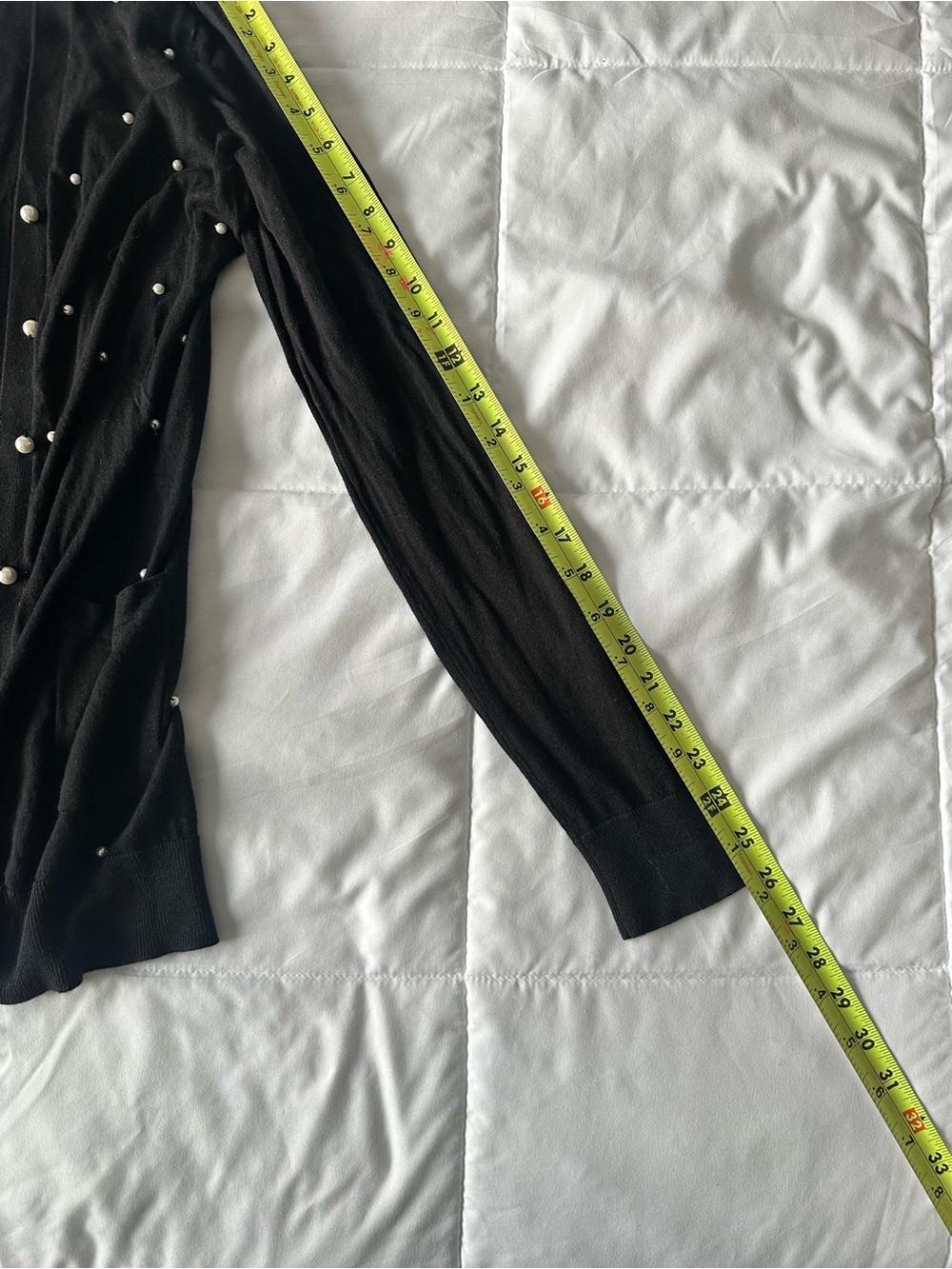 Vintage Kay Unger Silk Cashmere Blend Button Up Black Cardigan Pearls Size M - Picture 4 of 7